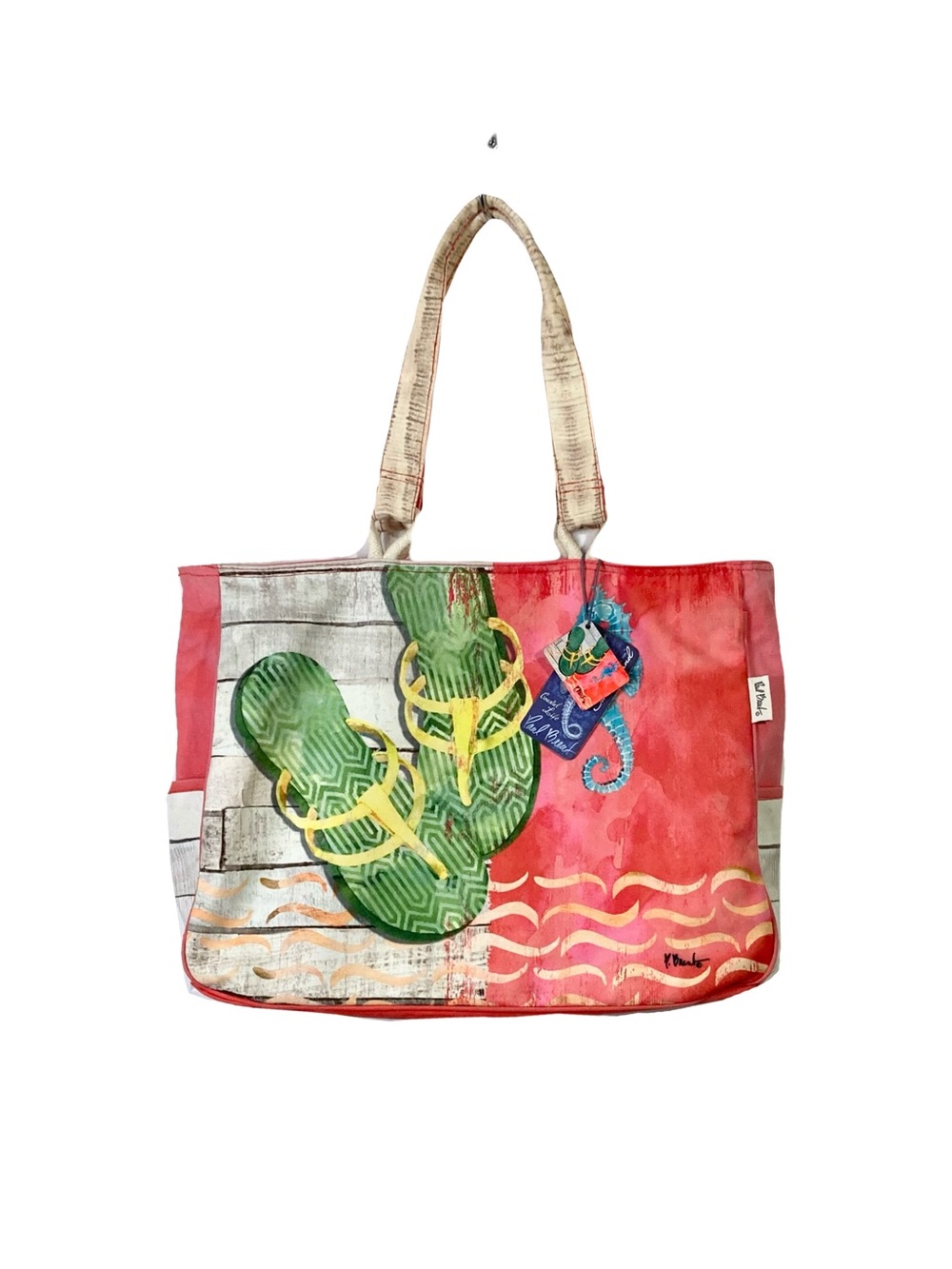 NWT PAUL BRENT Tote Bag 19x15x5.5 Graphic Sea-Horse Multicolor